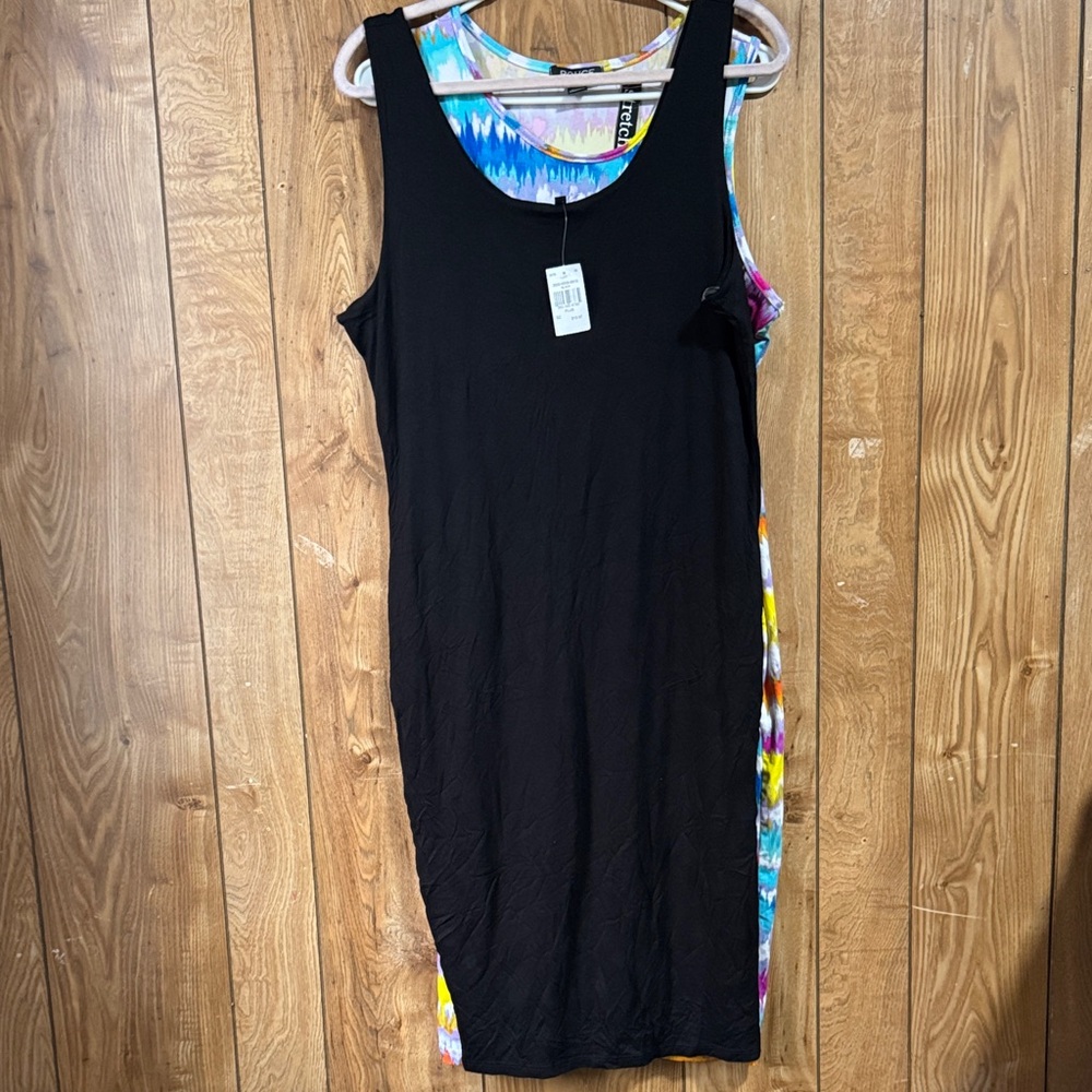 Iris Black and Multicolor Midi Dress